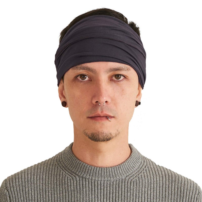 CHARM Dark Gray Japanese Bandana Headbands for Men and Women â€“ Comfortable Head Bands with Elastic Secure Snug Fit Ideal Runners Fitness Sports Football Tennis Stylish Lightweight L - Image 1